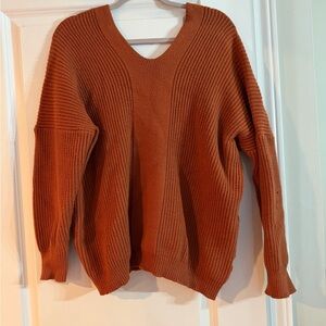Cozy V-Neck Sweater in Warm Rust